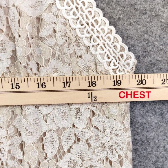 Suzanne Betro Dress Womens 1X Beige Cream Lace High Low Sleeveless Party New - Picture 4 of 11